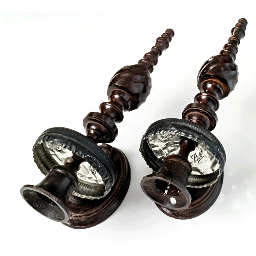 Gothic Metal Candle Holder Set Black Brass Wall Sconce Vintage - Medieval Decor
